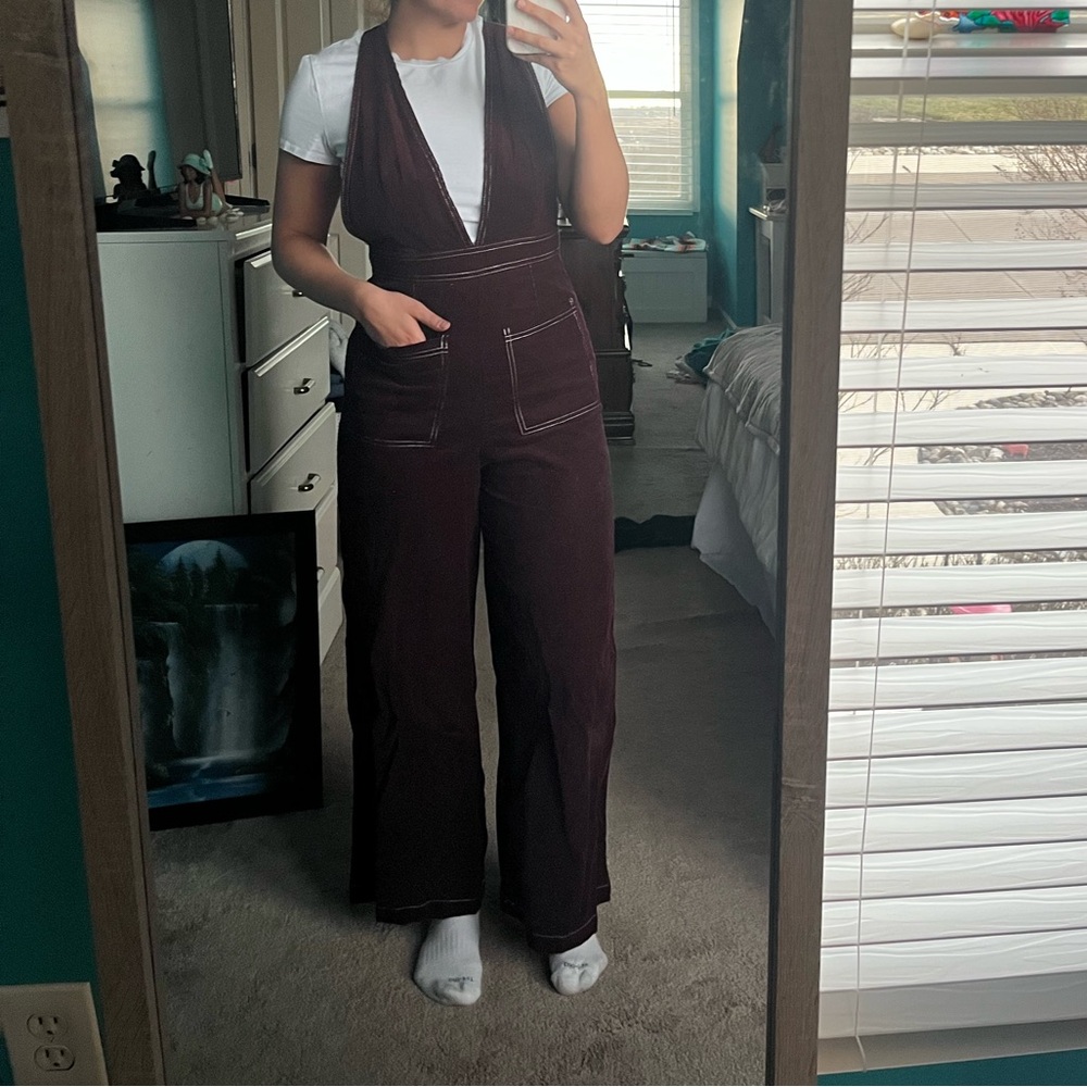Burgundy corduroy overalls